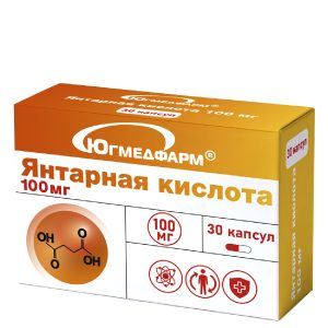 Янтарная кислота 100 мг, 30 капсул